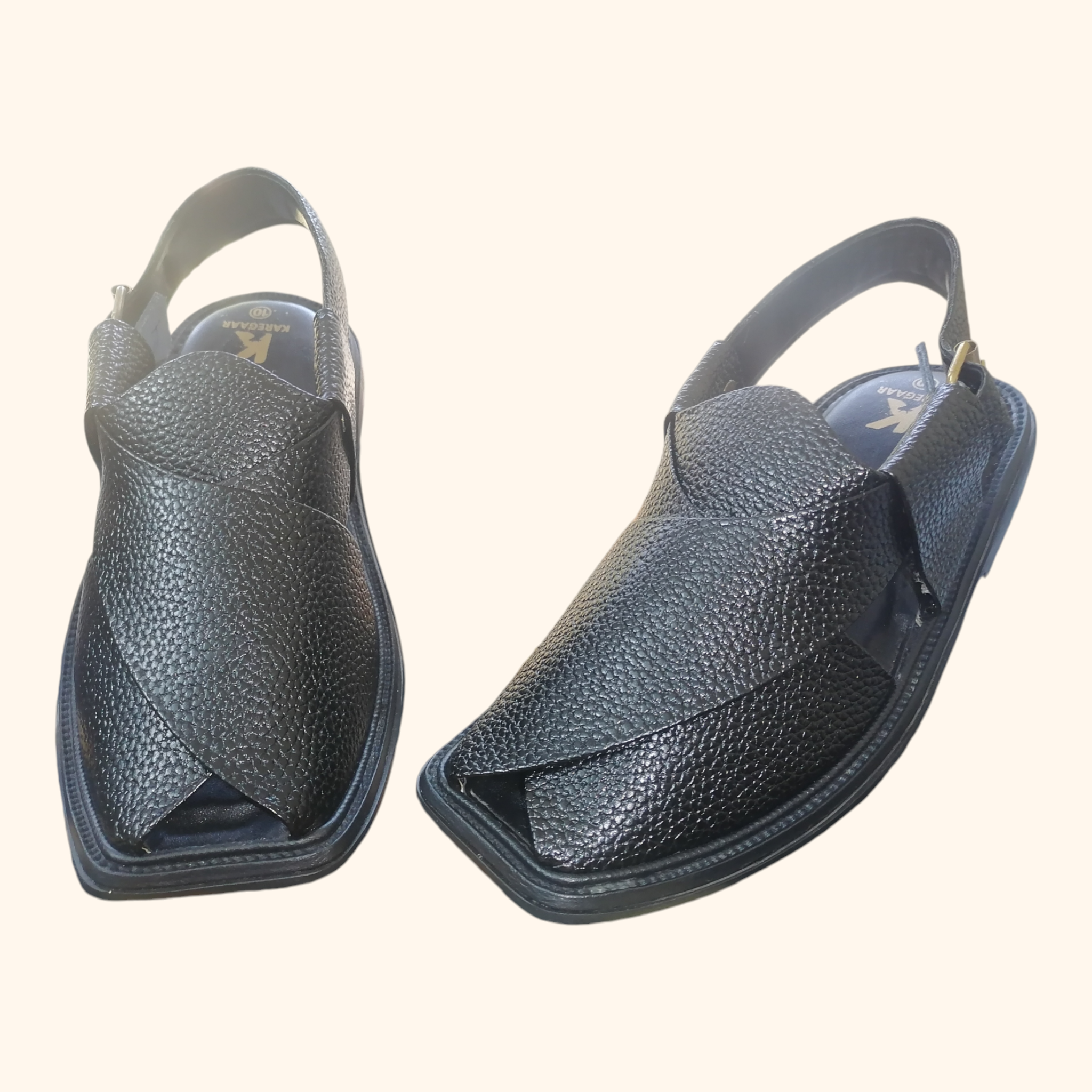 Textured Black Chappal