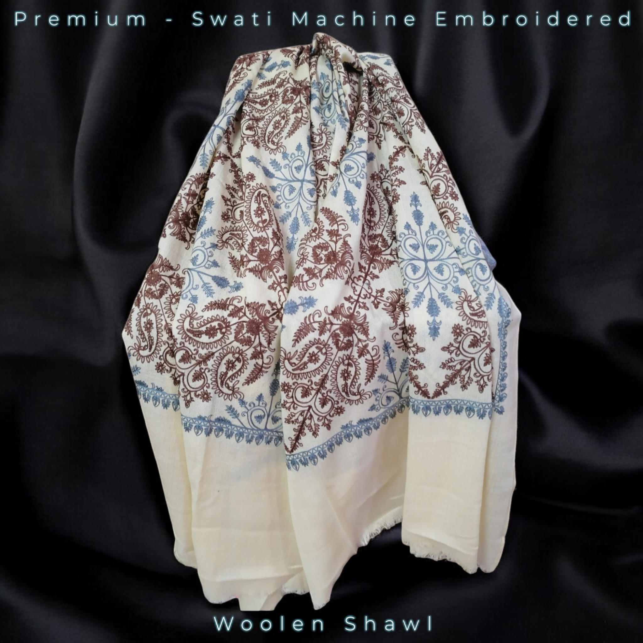 Premium - Swati Machine Embroidered Woolen Shawls