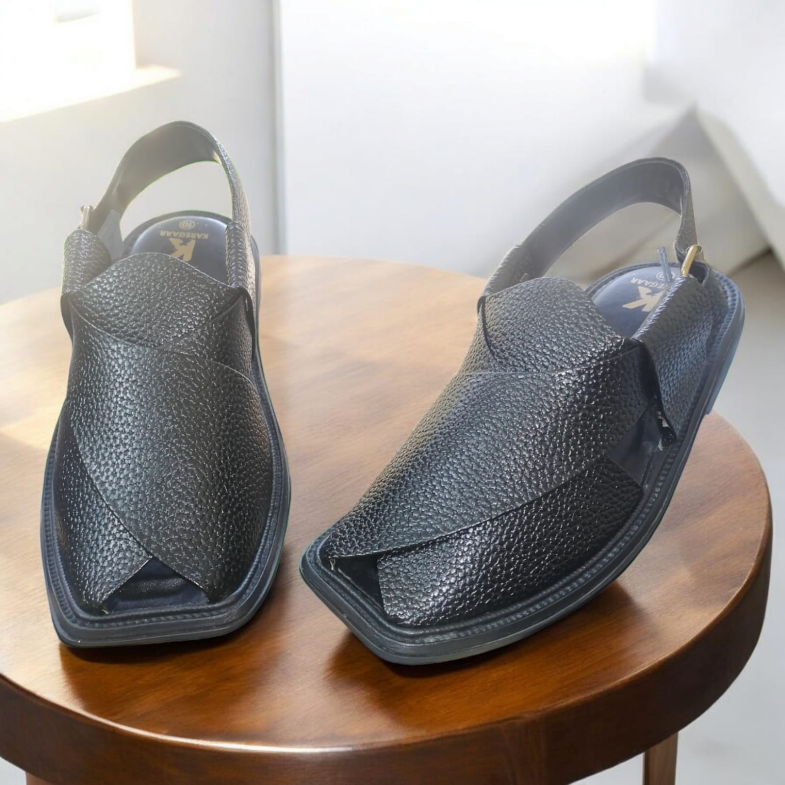 Textured Black Chappal